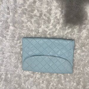 Chic Light Blue Quilted Clutch